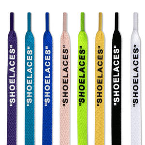 Vente en gros de lacets plats en polyester pur avec impression couleur en lettres anglaises Baskets tendance Nom commun - Product Image 1