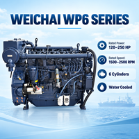 Moteur diesel marin Weichai WP6C198-23 198HP, 6 cylindres, pour bateau de pêche, bateau de patrouille, navire de travail.