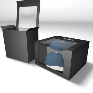 Boîtes d'expédition en carton ondulé personnalisées avec logo, imprimées en couleur, avec fenêtre pour chapeau - Product Image 2