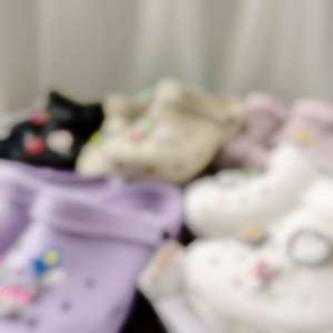 أحذية أطفال للجنسين باللون الأسود من طراز كروكس مع أحجار الراين والألماس اللامعة قابلة للتخصيص بنفسك، قباقيب وبغال/10001 - Product Image 2