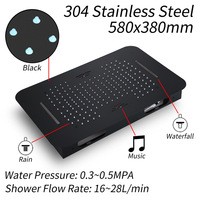 Système de douche musical LED encastré noir mat WEIHAO avec haut-parleur et affichage numérique de la température, modèle WH-QL-01 noir mat