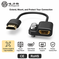 Câble d'extension HDMI mâle-femelle (fixation pour cages de caméra), connecteur HDMI Type-A mâle plaqué or 19+1 OD3.5