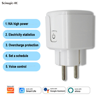 Prise intelligente WiFi EU 16A, fonctionne avec l'application Tuya Smart Life, compatible avec Alexa et Google Assistant