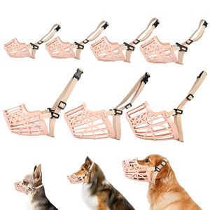 Máscara de malla transpirable ajustable de plástico de 7 tallas color piel para perros, antipinzamiento, cubre boca para mascotas - Product Image 5