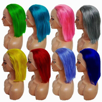 Promo Letsfly 33$ Wig Bob Pendek Highlight Warna Campuran untuk Wanita Kulit Hitam Wig Lace Front 13x4 Rambut Virgin Brazil