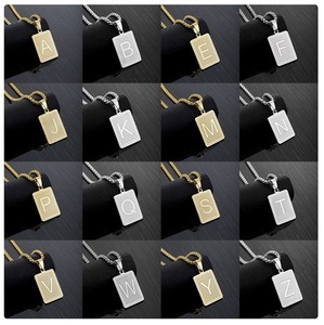 Collana con Ciondolo Iniziale in Acciaio Inox Placcato Oro 18K, Catena da 20 Pollici, Gioiello Hip Hop da Uomo - Product Image 5