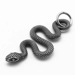 yunnique Unisex <b>Titanium</b> Steel Snake Pendant Necklace Punk Style Animal Zodiac Jewelry 316 Stainless Steel <b>Chain</b> Hip Hop Fashion - Product Image 2