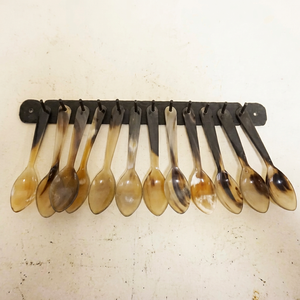 10 Cucharas de Cuerno Ecológicas Chapadas en Oro Rosa con Diseño de Concha de Tortuga Vintage, Ligeras y de Mango Largo para Té - Product Image 1