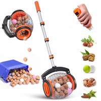 Notenverzamelaar Aluminium Handmatig Multifunctioneel Walnoot Kastanjeplukker Rolbaar Fruit Tuingereedschap Aanpasbaar (Zwart/Oranje/Zilver)