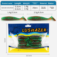 WildTrek Leurre Souple Flottant en TPE avec Queue de Canard de 5,5 cm et 6,5 cm, Appât de Pêche au Bar avec Attractant pour Poissons, Eau Douce et Salée