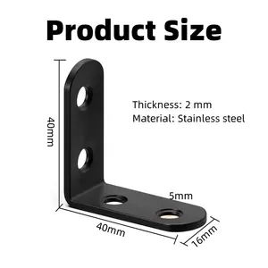 Suporte em forma de L 40x40mm, suporte de aço inoxidável de 90 graus, suporte de ângulo reto para prateleiras e móveis de madeira