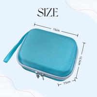 Sac de rangement rigide en EVA avec fermeture éclair, antichoc et portable, bleu, 15x12.5x7.5cm, pour lecteurs de glycémie