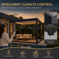 Pergola motorisée en aluminium, gazebo, toit à lamelles imperméable, éclairage LED à télécommande, extérieur, jardin