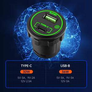 厂家批发4组发光二极管电压显示车载充电控制模块36W + 30W PD + QC3.0快速充电器开关面板 - Product Image 3
