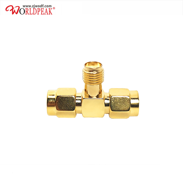Factory Price SMA Female to Dual SMA Male T-Adapter 3-Way Coaxial Splitter/Combiner, 50 Ohm, Gold Plated
