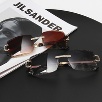 Lunettes de Soleil Kenbo Eyewear 2024 Nouvelle Arrivée Mode Sans Monture Carrées Vente en Gros Strass Diamant pour Femme