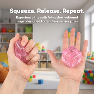 Glitter squares New Cute Smile Face Dumpling <b>Squishy</b> EVA Stress Ball Toy for 5 to 7 Years Mystery Box - Product Image 3