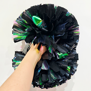 Pompons de cheerleading métalliques personnalisés en gros pour fabricants, pompons holographiques néon scintillants pour équipes scolaires et équipes All-Star - Product Image 2