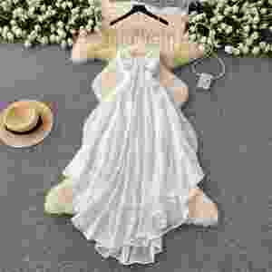 Vestido Midi Casual de Verano para Mujer con Banda Asimétrica, Estilo Romano, con Volantes y Encaje Brillante - Product Image 2