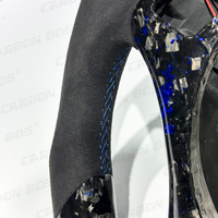 Volant sport en fibre de carbone forgée bleue personnalisé en usine, avec LED et revêtement en daim, compatible avec BMW E90 E91 E92 E93 X5 X5 F15 X6 F16