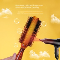 Brosse à cheveux en bois massif avec poils de porc et nylon, à queue pointue, corps en aluminium, résistante à la chaleur, pour cheveux bouclés, brosse à démêler ventilée, laser