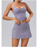 Ensemble jupe et débardeur pour femme, tenue de sport 2 pièces avec short intégré, matière douce et soyeuse, idéal pour le tennis, le golf, le yoga, la gym et les activités sportives