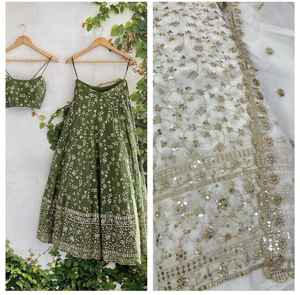 High on Demand Viscose Georgette Embroidery Fabric for Making Lehenga and Anarkali <b>Suit</b> from Indian Supplier - Product Image 2