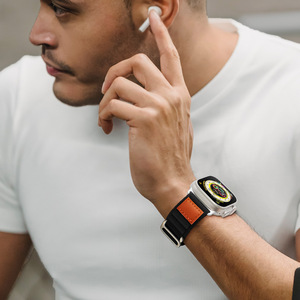 <span class=keywords><strong>Correa</strong></span> de reloj de nailon de poliéster de cuero con doble hebilla para <span class=keywords><strong>Apple</strong></span> Iwatch Ultra Alpine Loop 49mm 45mm Series 10 9 <span class=keywords><strong>Correa</strong></span> deportiva ajustable - Product Image 6