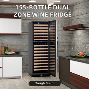 Nhà Máy Trực Tiếp Tùy Chỉnh Kép Khu Vực Lớn Thép Không Gỉ Tủ Lạnh Rượu Vang 155 Chai Được Xây Dựng Trong Rượu Vang Hầm Lạnh Tủ Lạnh - Product Image 3