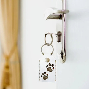 Cross-border creative pet hair storage bag, PU <b>leather</b> <b>keychain</b> pendant, square cat and dog hair storage bag, souvenir bag - Product Image 3