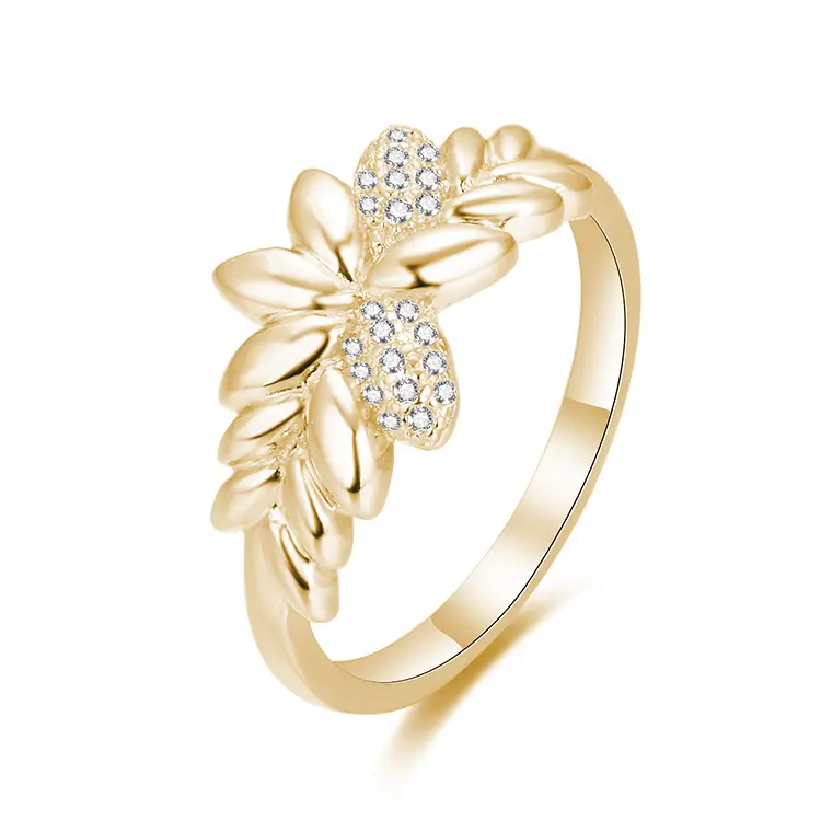 POLIVA Wholesale Fashion Silver 925 Jewelry Engraved Ring Woman Gold Plated Flower Rings