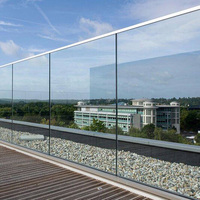 EKOO Garde-corps en verre trempé sans cadre en aluminium pour balcon et terrasse, profilé en U pour villa