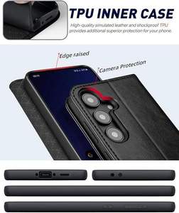 Étui de téléphone pliable en cuir artificiel de luxe, résistant aux chocs, pour S24 FE, avec porte-cartes de crédit - Product Image 2