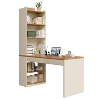 Ensemble de bureau d'ordinateur en bois massif de style crème au design moderne, gain de place pour chambre à coucher, coiffeuse, bureau d'étude pour enfants et bibliothèque combinée