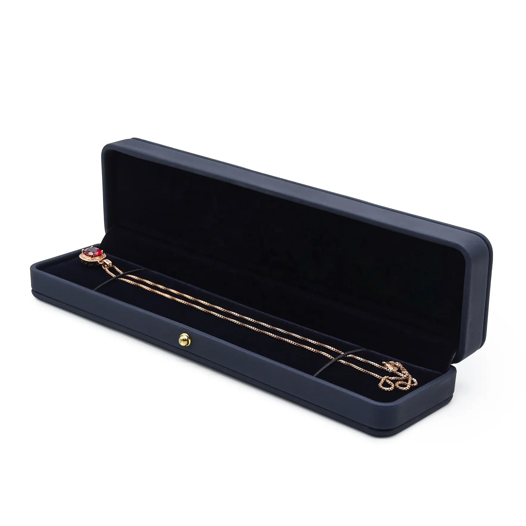Dark blue color jewellery PU leather packaging jewelry pendant gift boxes necklace long box