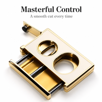 Cutter à cigares de luxe en V avec perforateur intégré, ensemble de ciseaux métalliques à double lame de précision, coffret cadeau premium pour fumeurs, vente en gros B2B