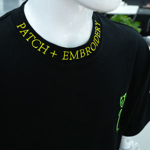 T-shirt personnalisé en gros avec logo brodé, 100 % coton, style chenille, col rond, pour homme, avec broderie 3D - Product Image 5