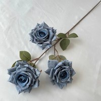 3 têtes de fleurs artificielles en tissu tissé, avec revêtement Wenjuan, sérigraphiées et ornées de diamants, motif Rose Austin, pour mariage