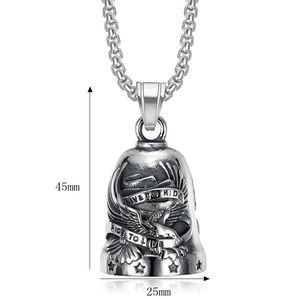 Pendentif cloche en acier inoxydable yunnique avec motif d'aigle et d'étoile pour collier cadeau de cyclisme - Product Image 5