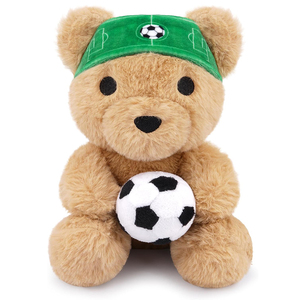 Oso <span class=keywords><strong>de</strong></span> Peluche para Fanáticos del Fútbol, Peluche Sentado con Diadema <span class=keywords><strong>de</strong></span> Fútbol y Balón, Regalo Deportivo para Niños, Decoración para <span class=keywords><strong>el</strong></span> Día del Partido - Product Image 1