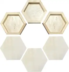 Hexagonal Blank Wooden Panels For Painting Wood Framed Boards