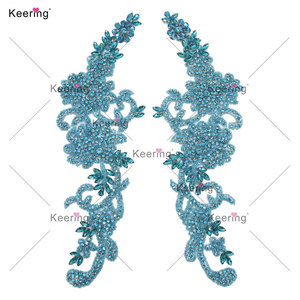 Nhà Máy Bán buôn số lượng nhỏ cặp hoặc đơn handmade cho Bridal Wedding Dress đính cườm vạt áo vá Rhinestone đính - Product Image 5