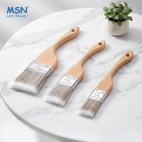 MSN-PB-007 Pinceau en bois massif courbé pour la vente en gros, à poils ondulés en polyester, pour vernis, teinture et revêtement, personnalisable avec marque privée