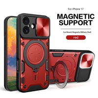 Casing magnetik dudukan cincin mobil, penutup pelindung kamera geser CD untuk Iphone 17 Air 16E 16 15 Plus 14 Pro Max 13 12 11 X XS XR