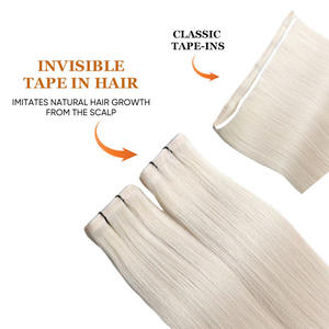 Nouvelle conception, extensions de cheveux vierges européens longs et lisses, double trame, injection de ruban adhésif, 60B, sans couture, soyeux et lisses - Product Image 5