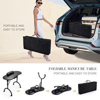 Table de Manucure Roulante Pliable en Métal Grande Capacité pour Salon de Beauté avec Sac de Transport et Fermeture Facile