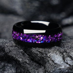 POYA <span class=keywords><strong>Anello</strong></span> Nuziale in Tungsteno Blu <span class=keywords><strong>Viola</strong></span> Galassia 4mm 8mm Comfort Fit, <span class=keywords><strong>Anello</strong></span> per Coppia in Acciaio Inossidabile Nero per Uomo e Donna - Product Image 5