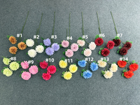 Fleurs artificielles en soie de chrysanthème bordeaux à tige longue, 3 ou 6 têtes, avec feuilles, pour décoration de mariage et de maison