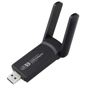 Adaptor jaringan nirkabel Logo kustom Driver Band ganda gratis AC1300Mbps USB adaptor Wifi untuk PC Laptop