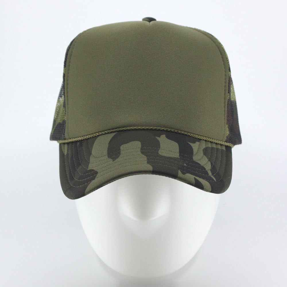 Nhà Máy Outlet Camo Trucker Mũ Chất Lượng Cao Tùy Chỉnh Bọt Trucker Hat Trống Thêu Logo Trucker Mũ Cho Nam Giới